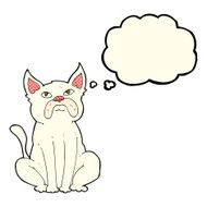 cartoon grumpy little dog with thought bubble N4