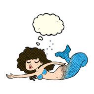 cartoon mermaid with thought bubble N29