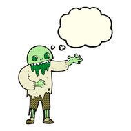 cartoon spooky zombie with thought bubble N4