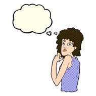 cartoon surprised woman with thought bubble N113