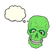 cartoon spooky skull with thought bubble N68