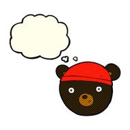cartoon black bear face with thought bubble N14