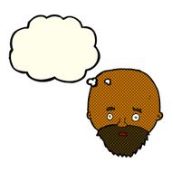 cartoon shocked man with beard thought bubble N9