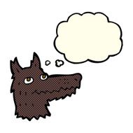 cartoon wolf head with thought bubble N9