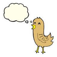 cartoon happy bird with thought bubble N16
