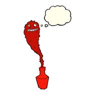 cartoon spooky ghost in bottle with thought bubble N5