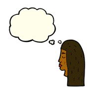 cartoon female face profile with thought bubble N5