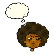 cartoon bitter old woman with thought bubble N9