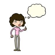 cartoon woman giving thumbs up symbol with thought bubble N29