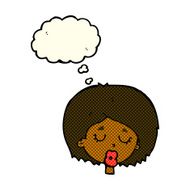 cartoon woman with eyes closed thought bubble N2