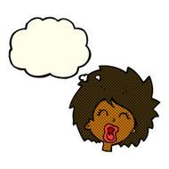cartoon woman screaming with thought bubble N5