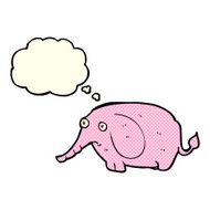 cartoon sad little elephant with thought bubble N5