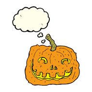 cartoon pumpkin with thought bubble N10