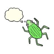 cartoon bug with thought bubble N19