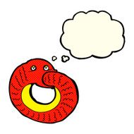 cartoon snake eating own tail with thought bubble N3