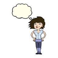 cartoon woman with hands on hips thought bubble N104