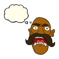 cartoon angry old man with thought bubble N65