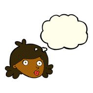 cartoon pretty face with thought bubble N5