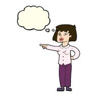 cartoon woman pointing with thought bubble N98