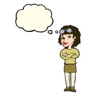 cartoon woman with crossed arms and safety goggles thought N5