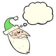cartoon santa face with thought bubble N5