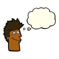 cartoon happy man with thought bubble N217