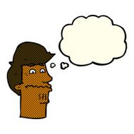 cartoon nervous man with thought bubble N63