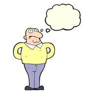 cartoon worried man with thought bubble N45