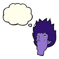 cartoon vampire face with thought bubble N16