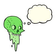 gross halloween skull cartoon with thought bubble N5