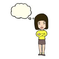 cartoon woman with crossed arms thought bubble N20