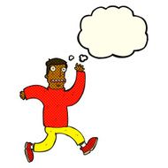cartoon terrified man with thought bubble N102