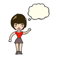 cartoon waving woman with thought bubble N64