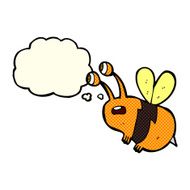 cartoon frightened bee with thought bubble N4