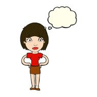 cartoon worried woman with thought bubble N37