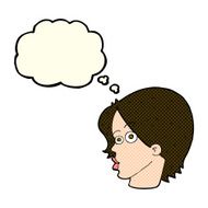 cartoon female face with thought bubble N66