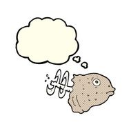 cartoon fish head with thought bubble N3
