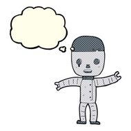 cartoon robot with thought bubble N73