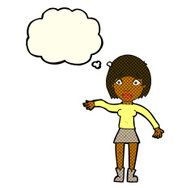 cartoon surprised woman with thought bubble N114