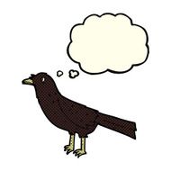cartoon crow with thought bubble N6