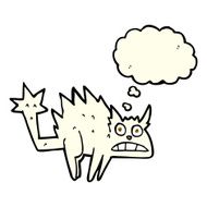 cartoon frightened cat with thought bubble N11