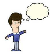 cartoon man punching with thought bubble N5