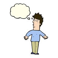 cartoon surprised man with thought bubble N64