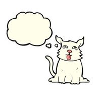 cartoon happy dog with thought bubble N42