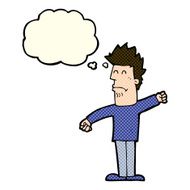 cartoon stressed man with thought bubble N30