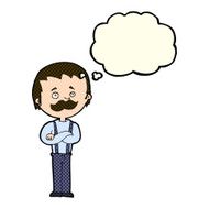 cartoon man with mustache thought bubble N40