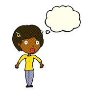 cartoon shocked woman with thought bubble N43
