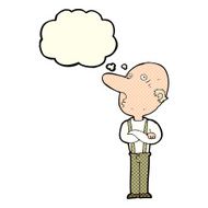 cartoon old man with folded arms thought bubble N4