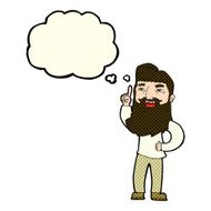 cartoon happy bearded man with idea thought bubble N4