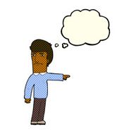 cartoon man pointing with thought bubble N90